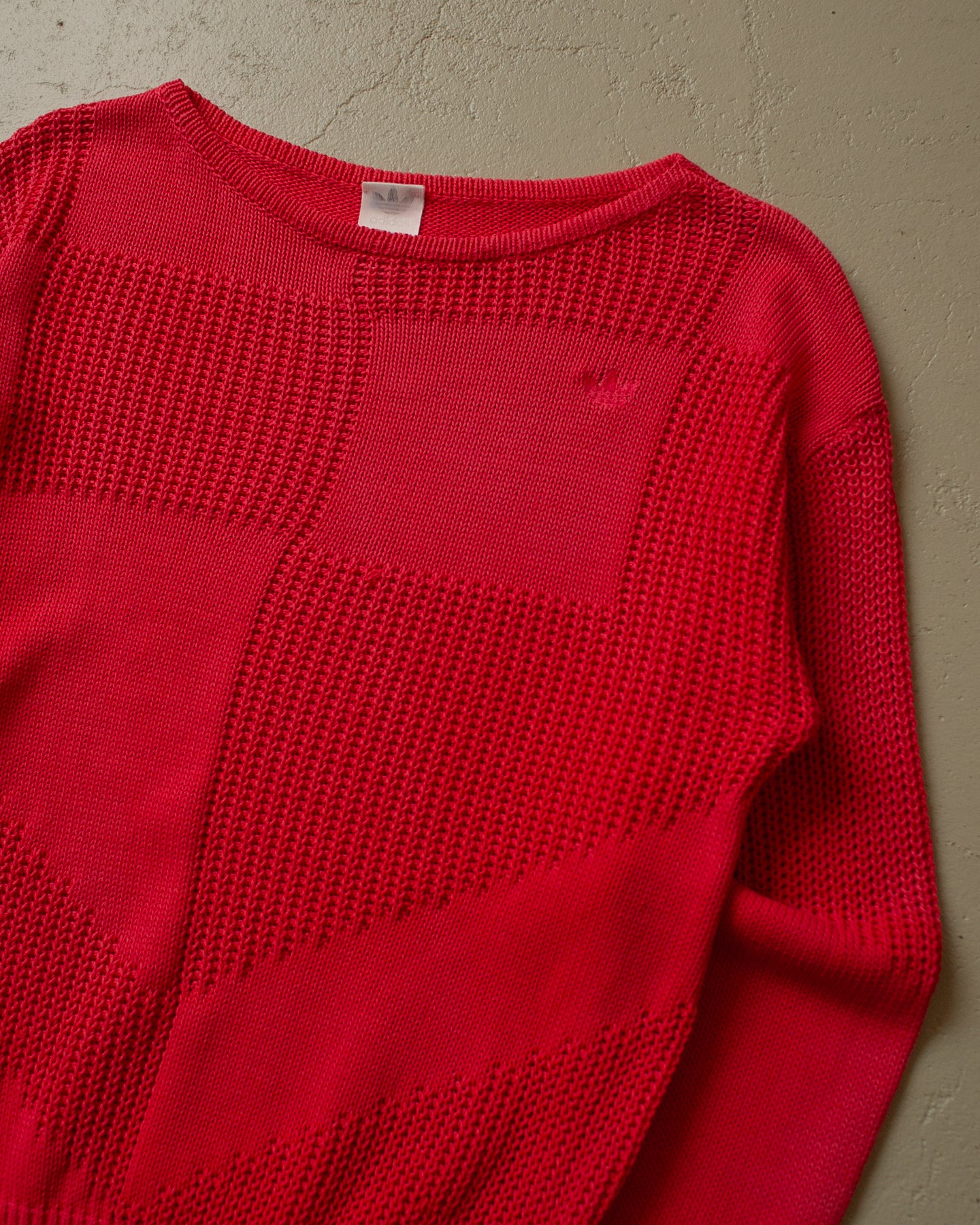 80s/90s Womens Adidas Trefoil Logo Knit Sweater red - S