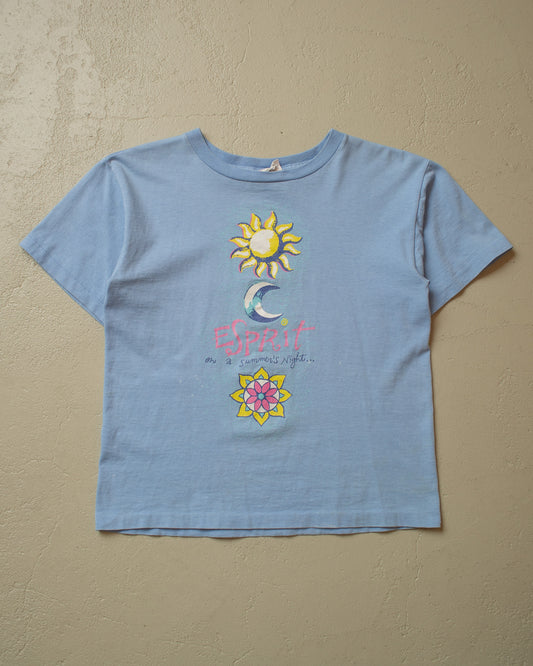 1990s Womens Esprit Baby T-shirt blue - XS/S