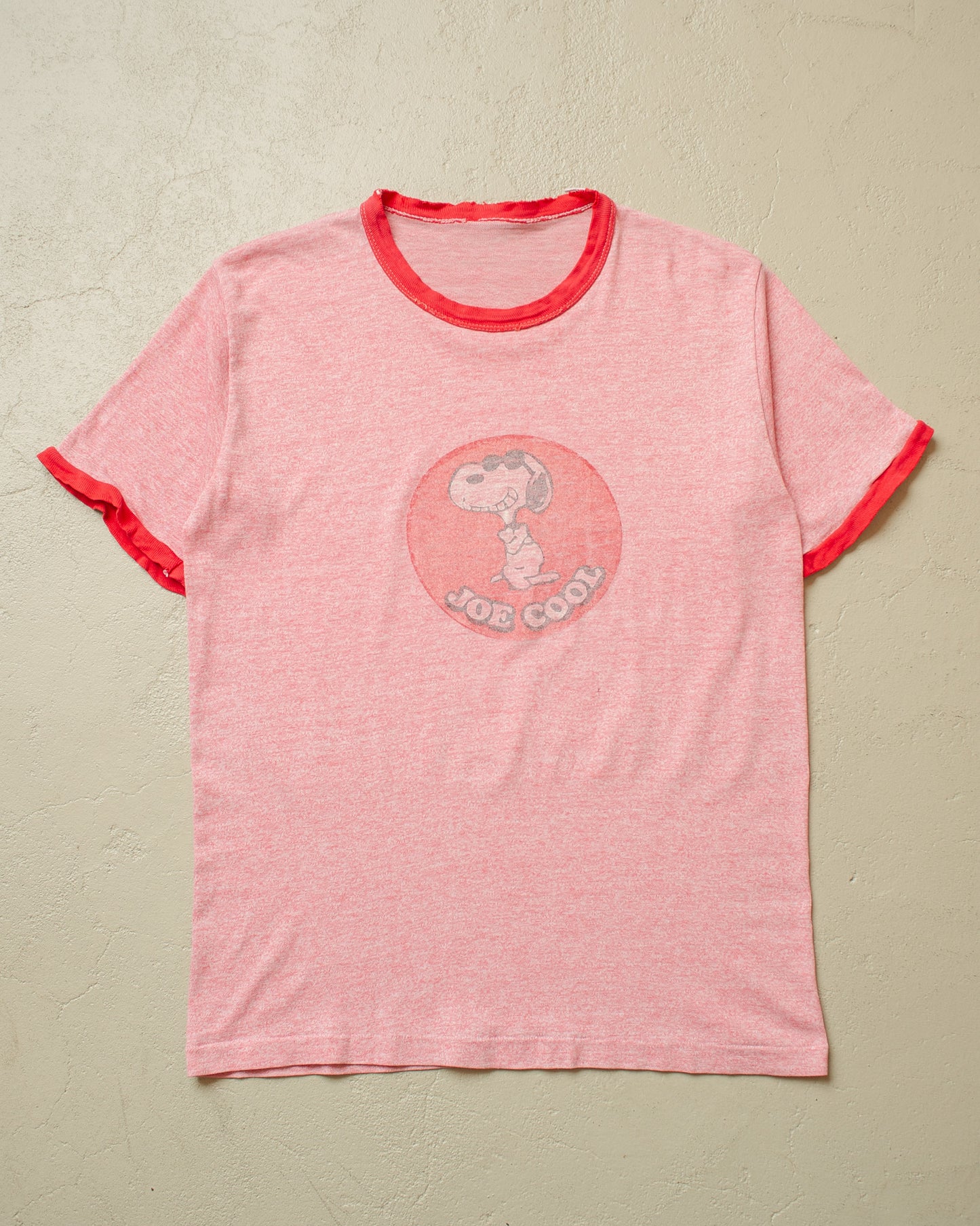 1970s/80s distressed Snoopy Ringer T-shirt red - M