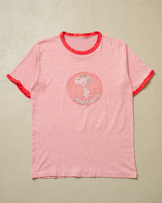1970s/80s distressed Snoopy Ringer T-shirt red - M