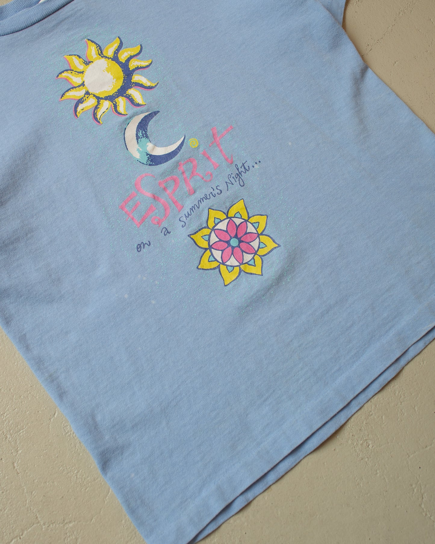 1990s Womens Esprit Baby T-shirt blue - XS/S