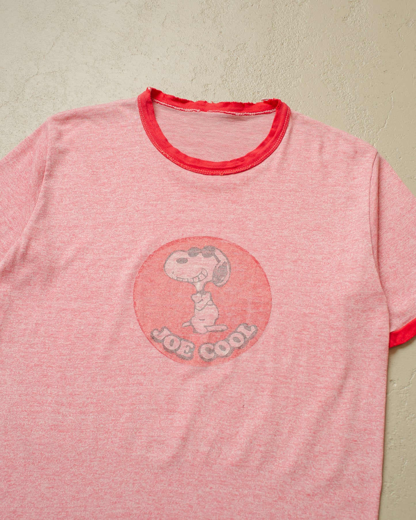 1970s/80s distressed Snoopy Ringer T-shirt red - M