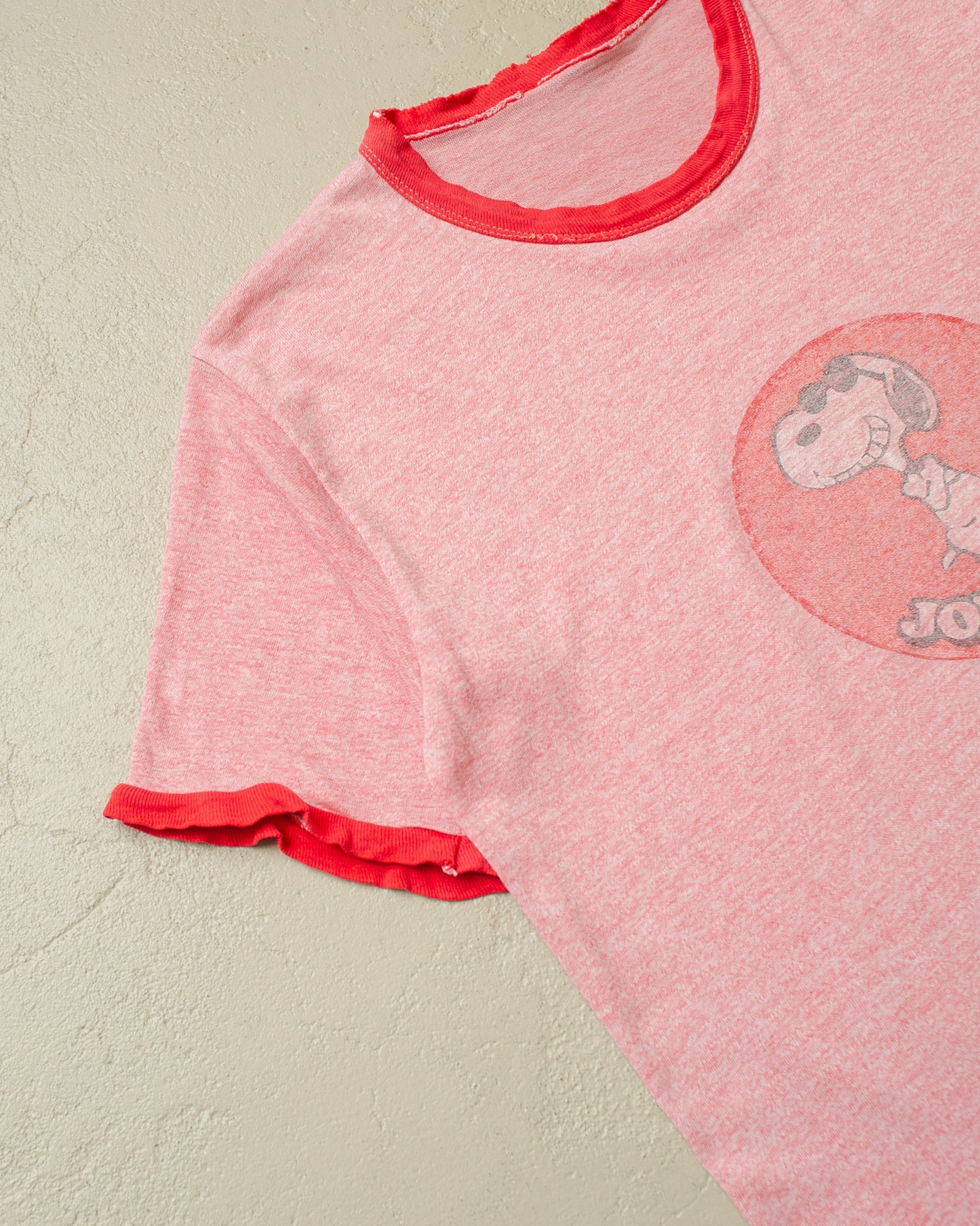 1970s/80s distressed Snoopy Ringer T-shirt red - M