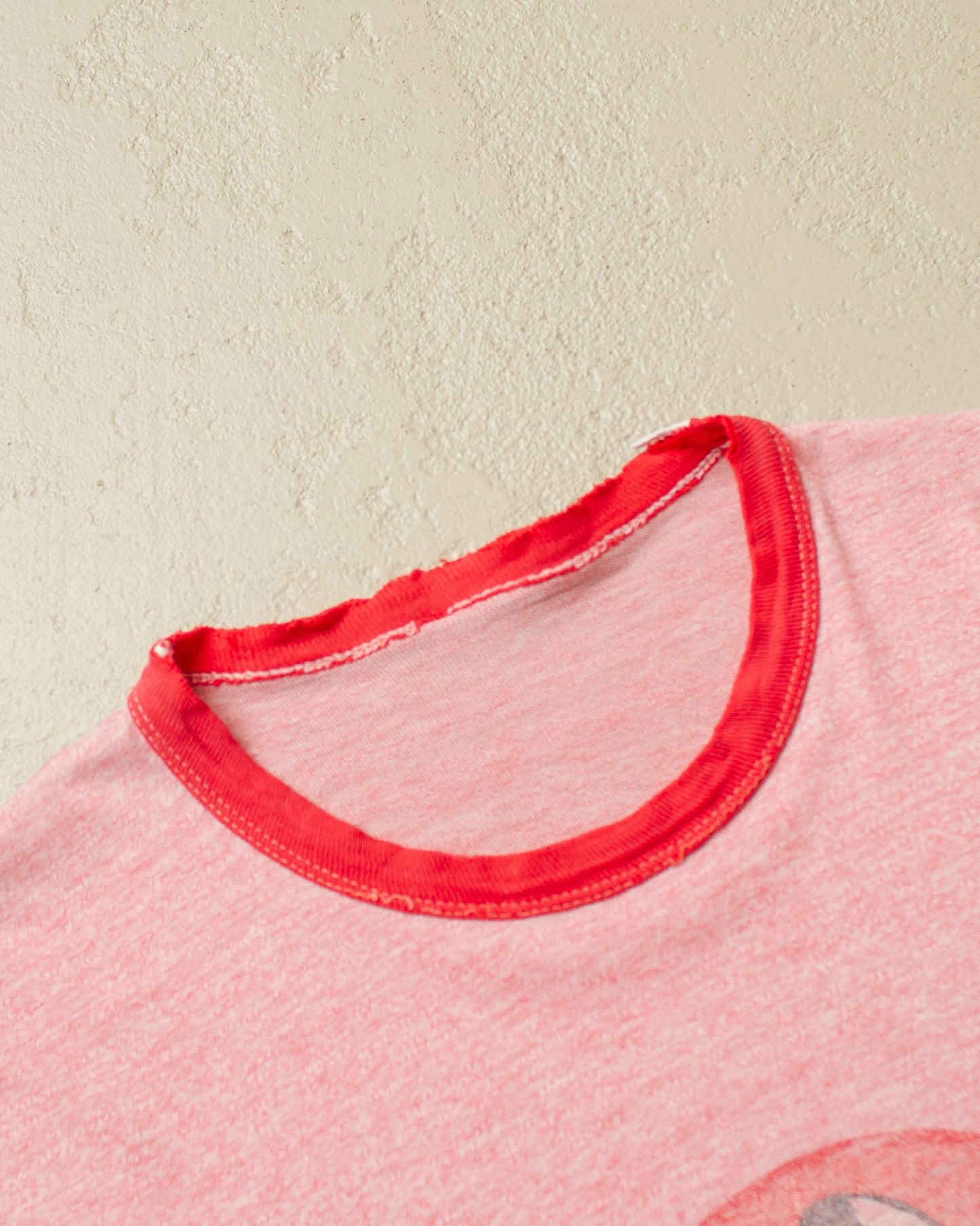 1970s/80s distressed Snoopy Ringer T-shirt red - M