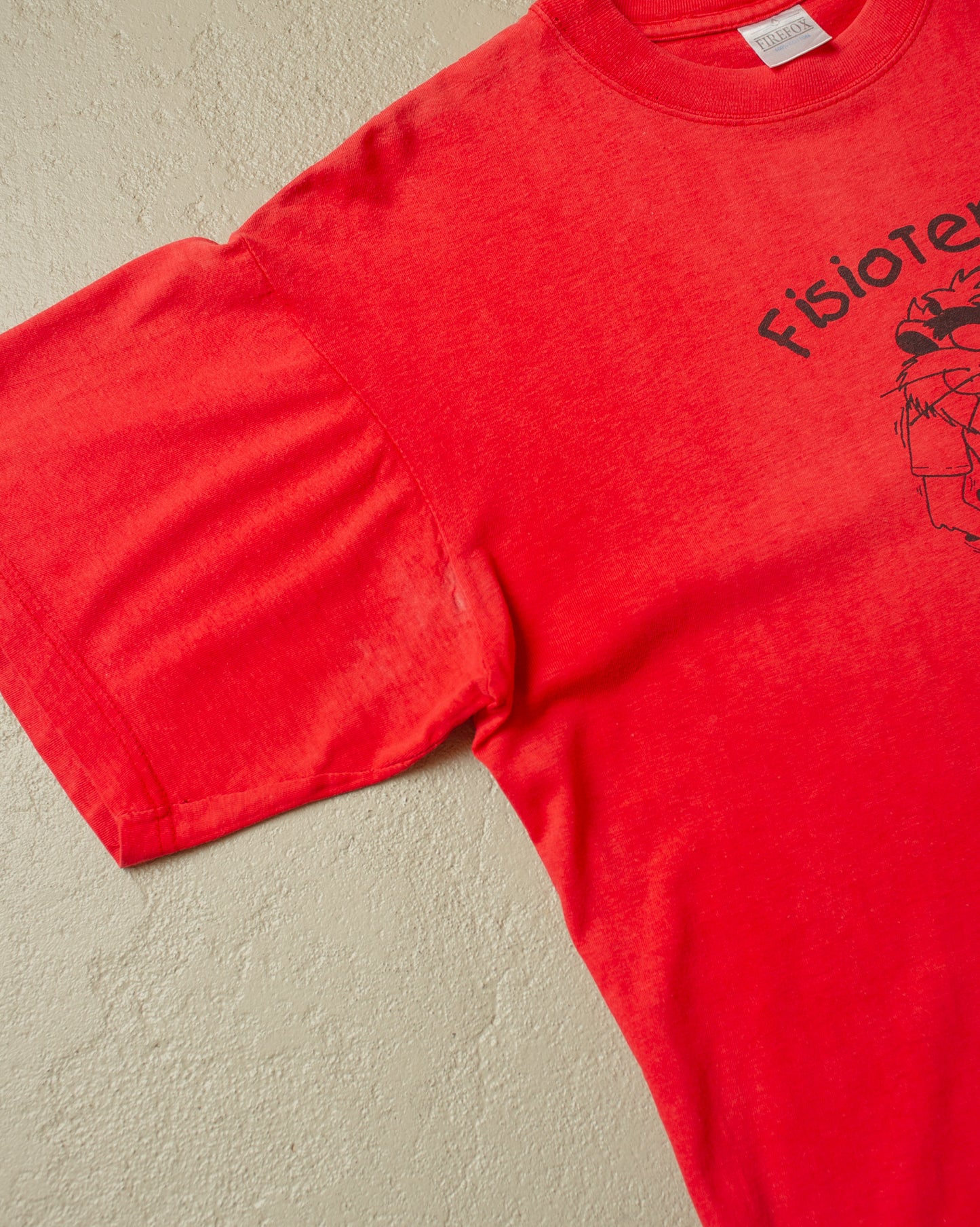 1990s distressed Fisioterapia Taz T-shirt red - M/L