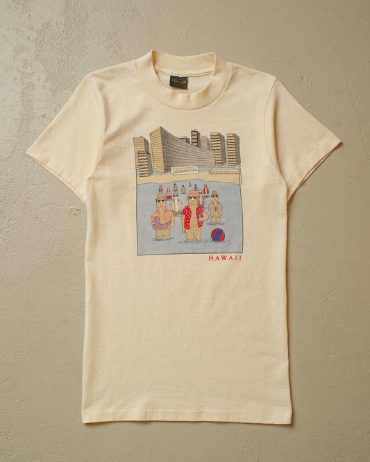 1980s Hawaii Caricature T-shirt creme - XS/S