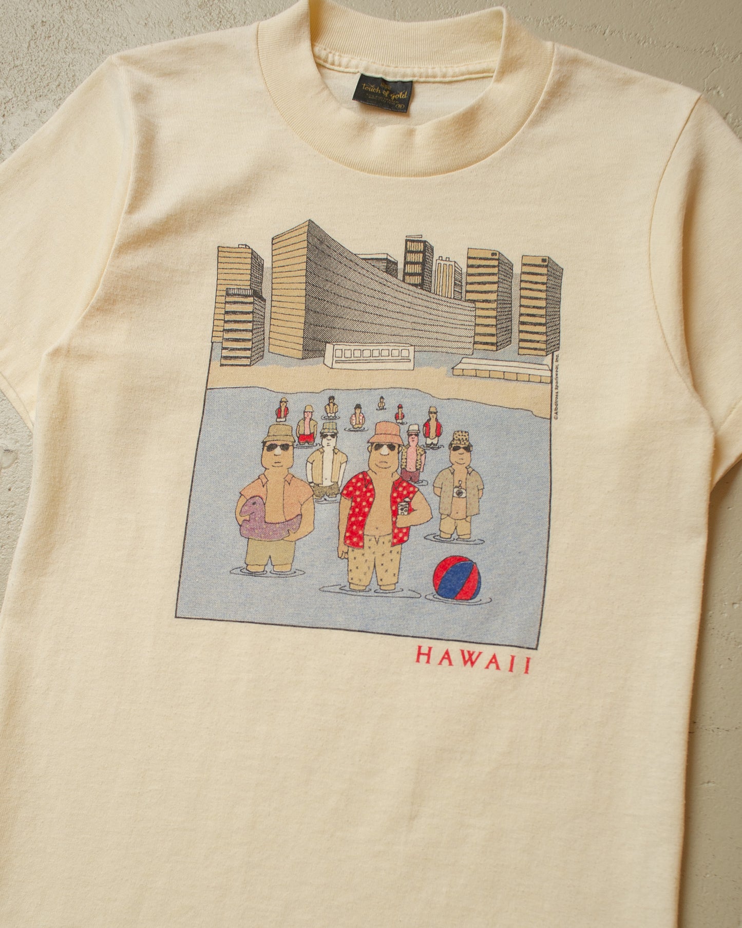1980s Hawaii Caricature T-shirt creme - XS/S