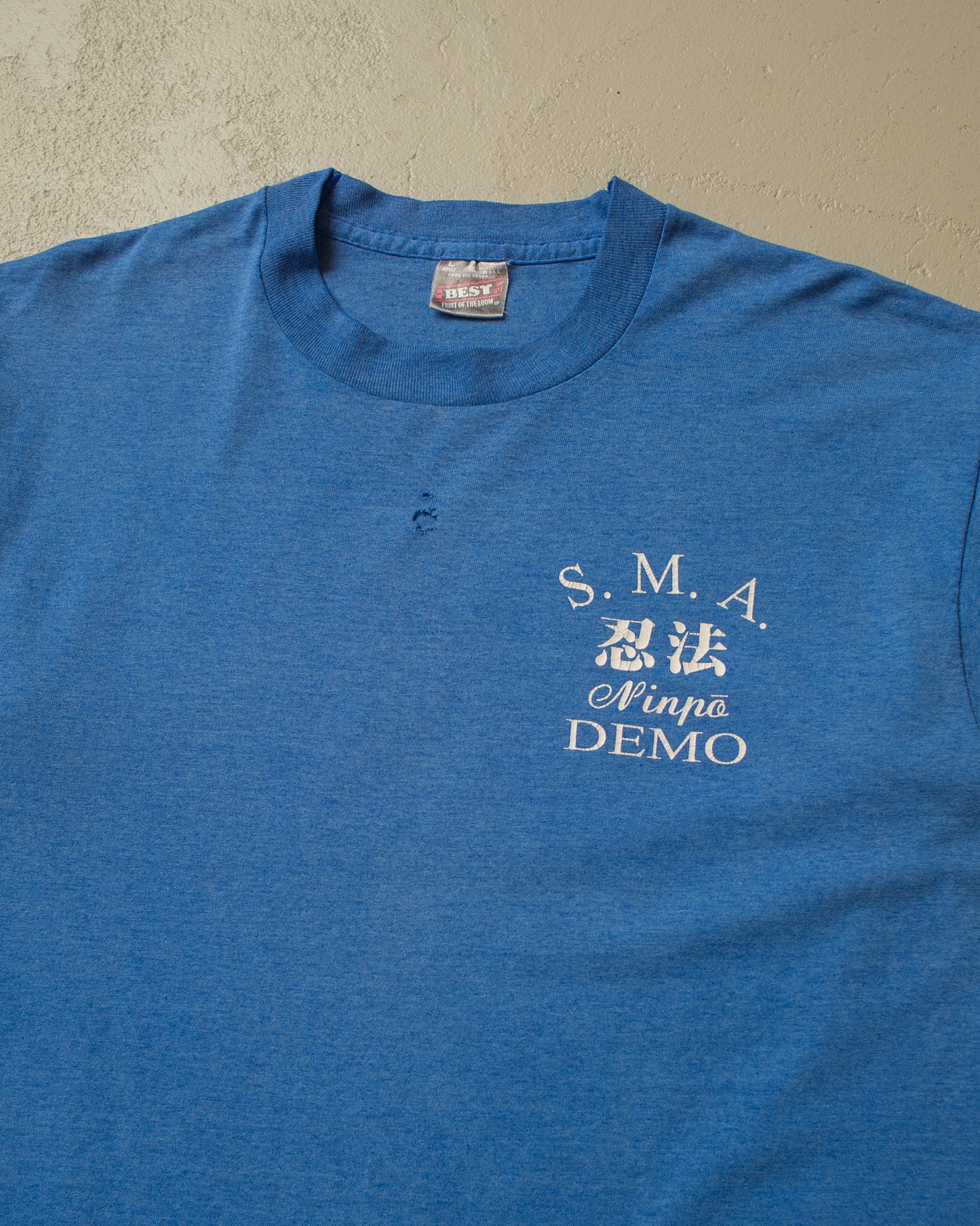 1990s distressed Shanks Martial Arts T-shirt blue - XL