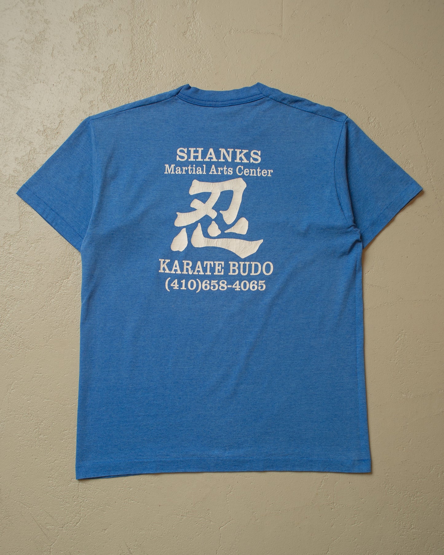 1990s distressed Shanks Martial Arts T-shirt blue - XL
