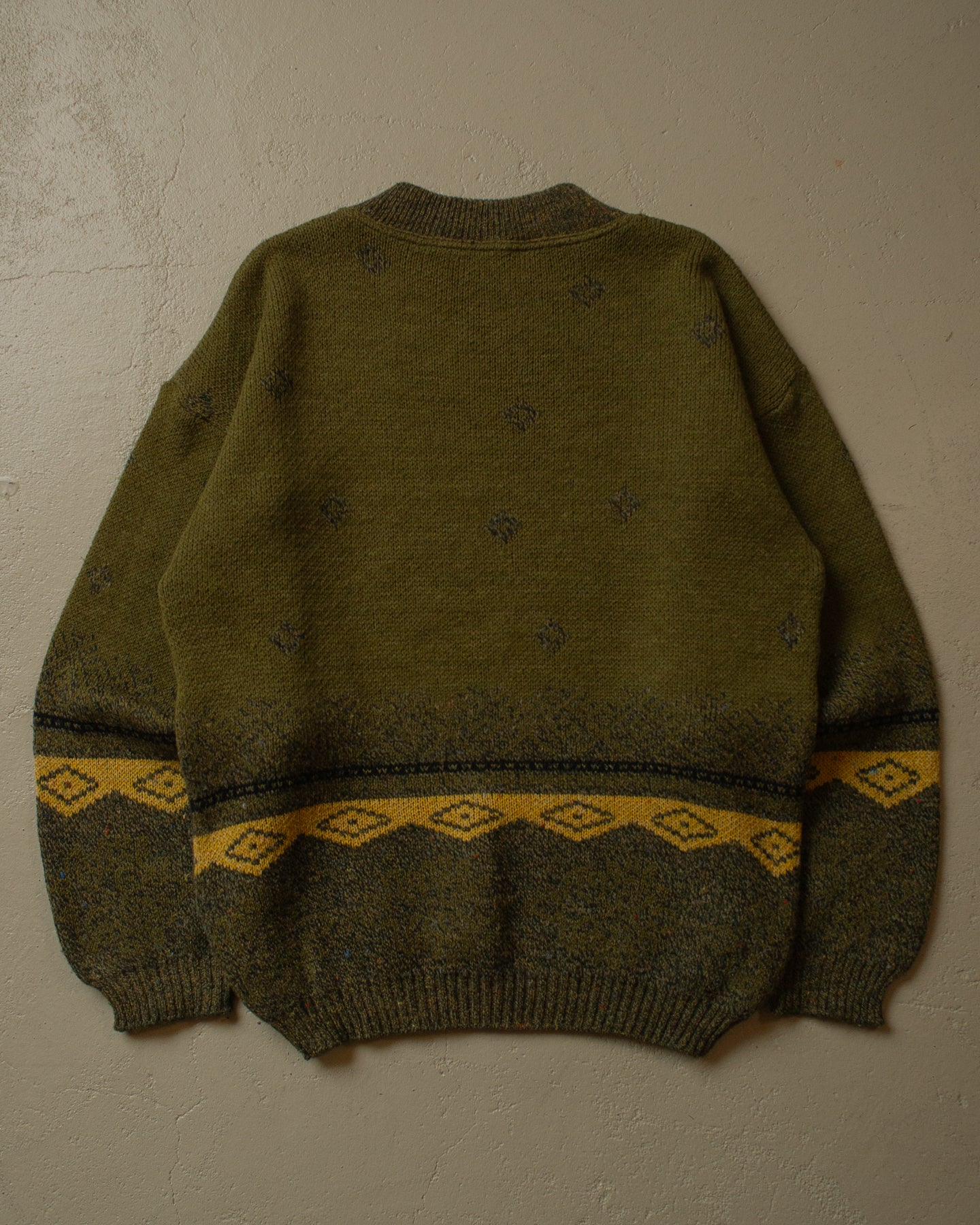 90s Pattern Knit Sweater khaki - L