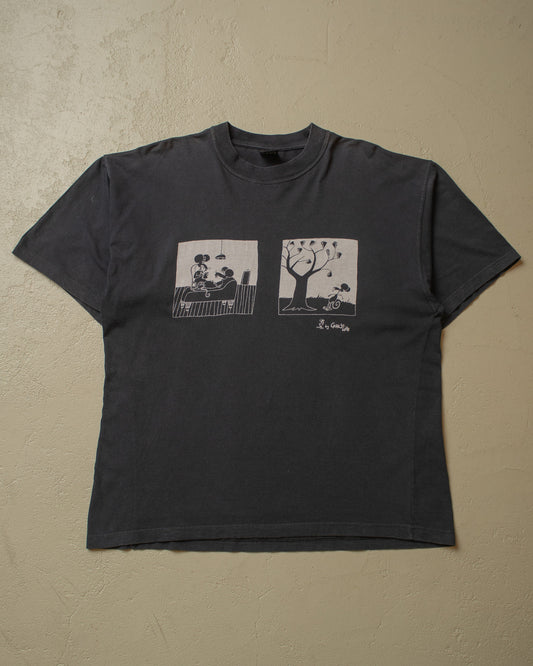1990s Mouse Caricature T-shirt black - XL