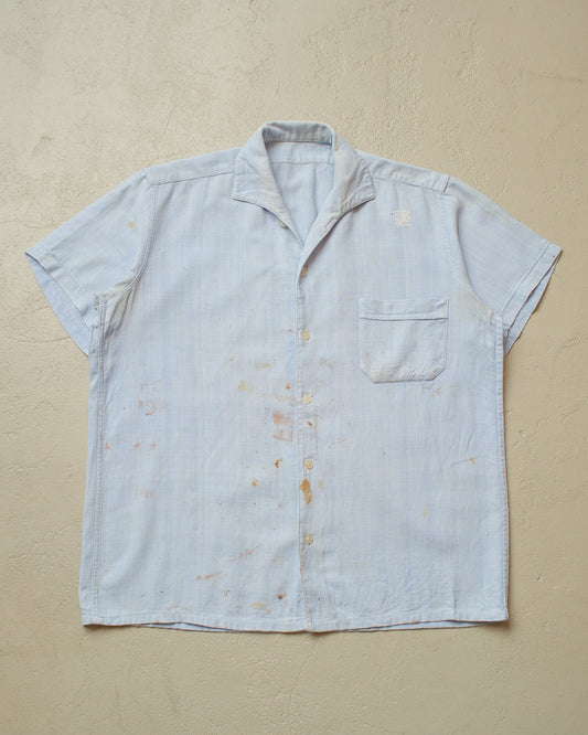 1950s/60s German Painter Short Sleeve Shirt blue - S