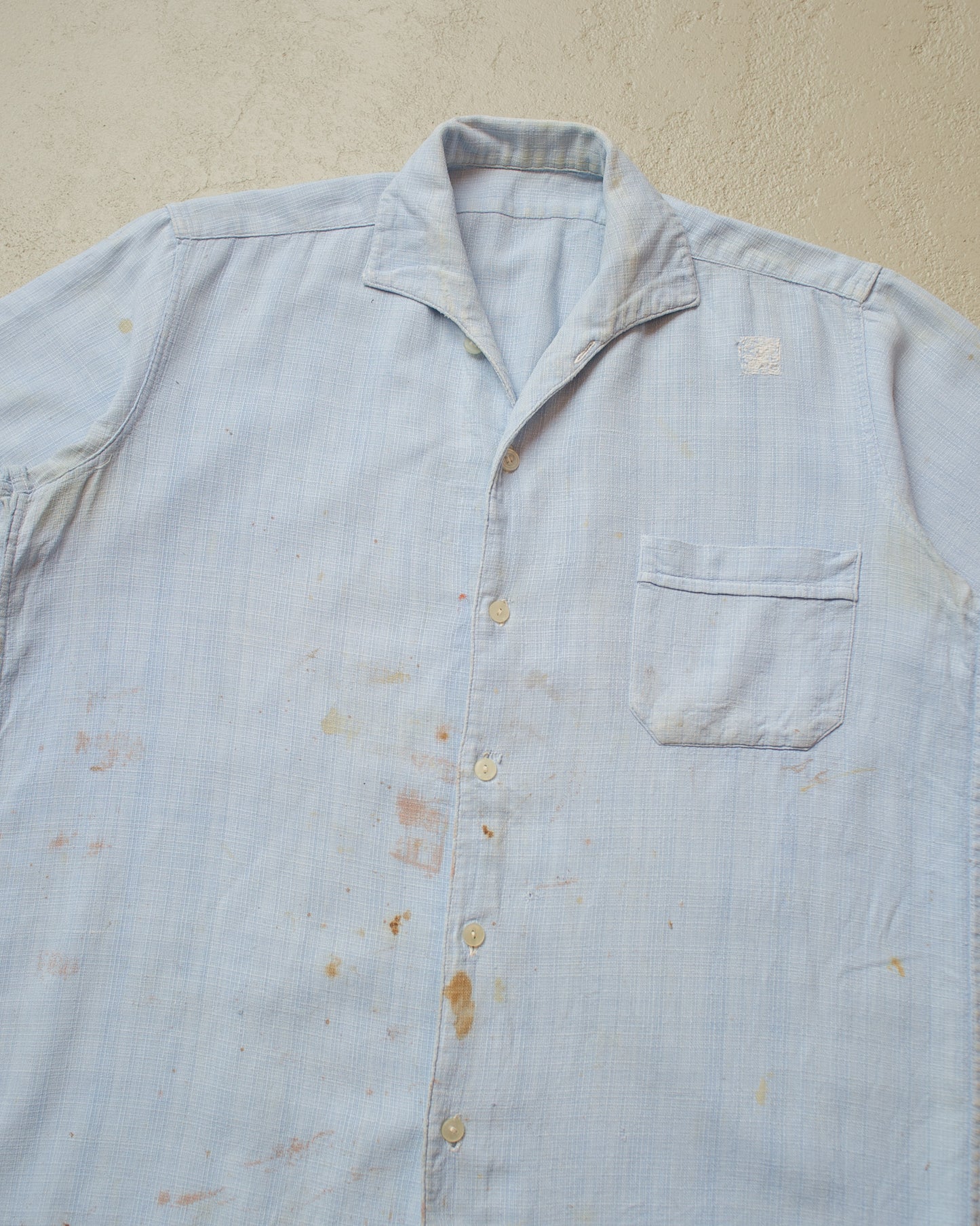 1950s/60s German Painter Short Sleeve Shirt blue - S