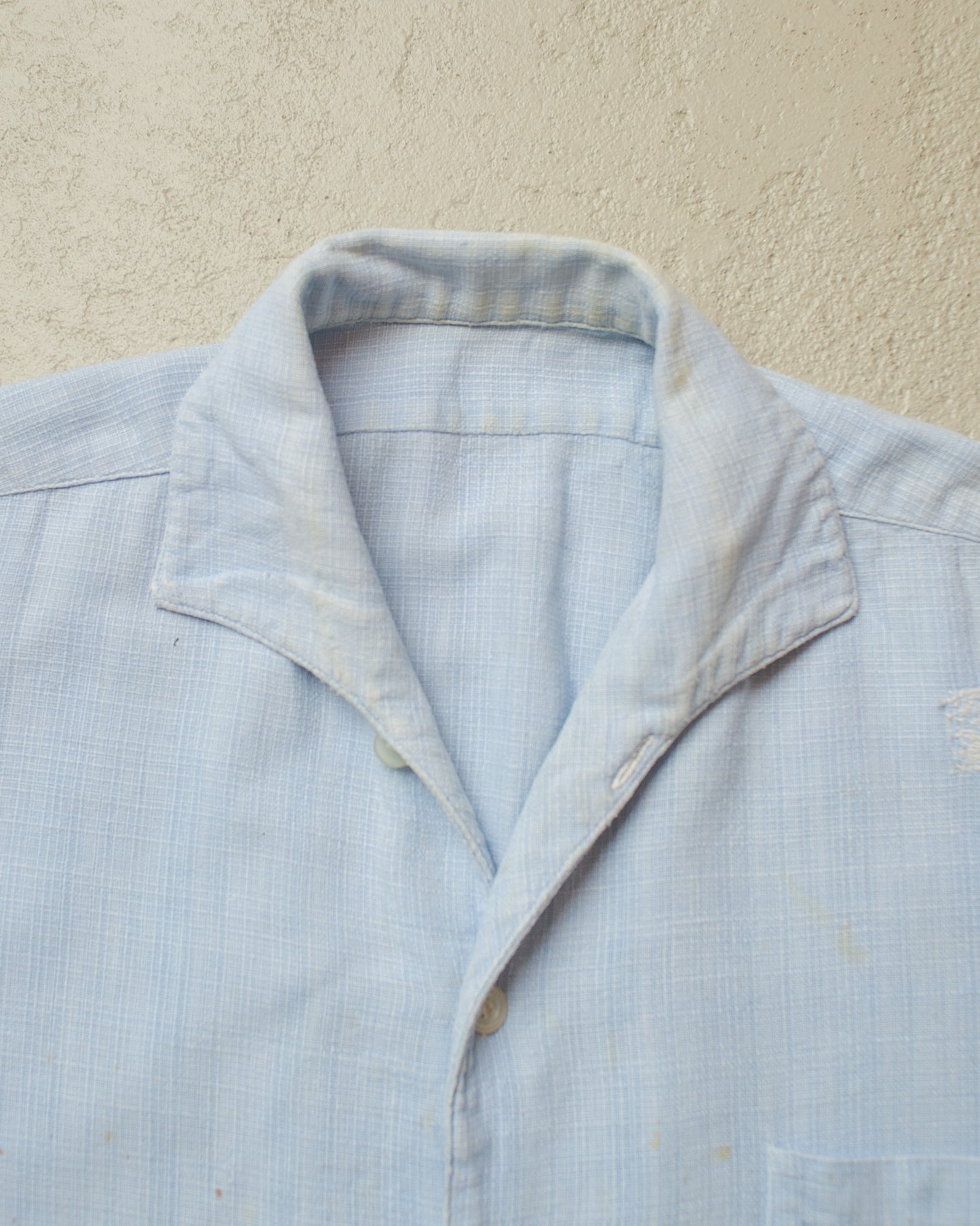 1950s/60s German Painter Short Sleeve Shirt blue - S