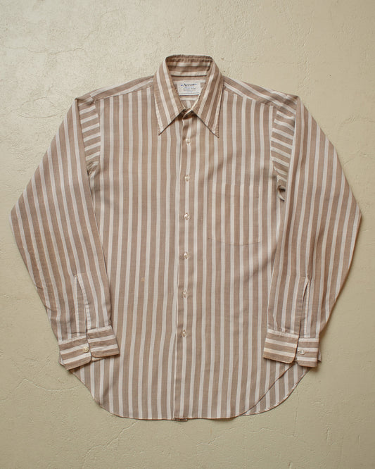 1970s Arrow striped Shirt brown - L