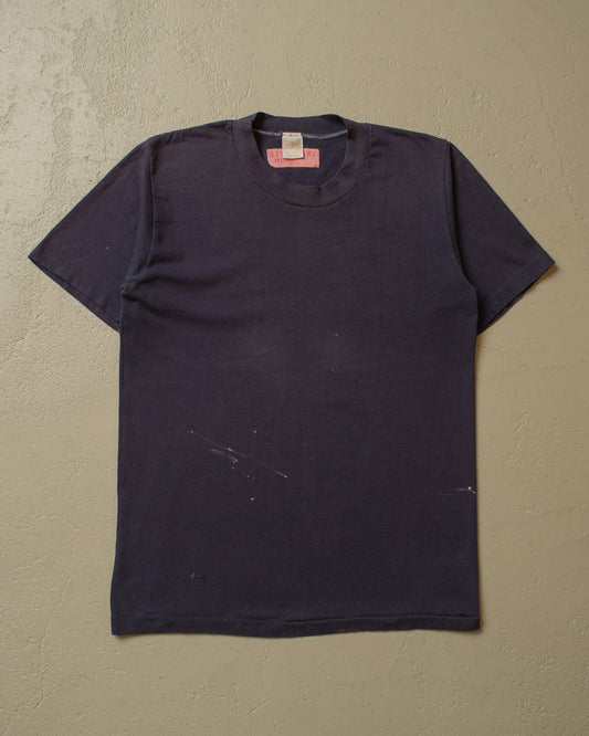 1980s stained Blank T-shirt blue - S/M
