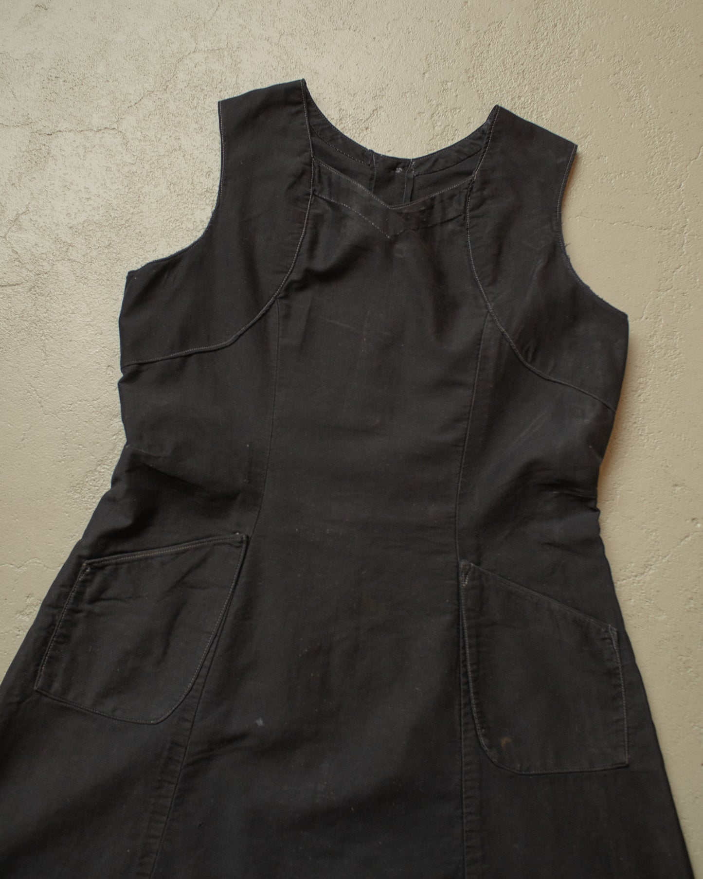 1920s/30s Womens French Homemade Work Dress black - S