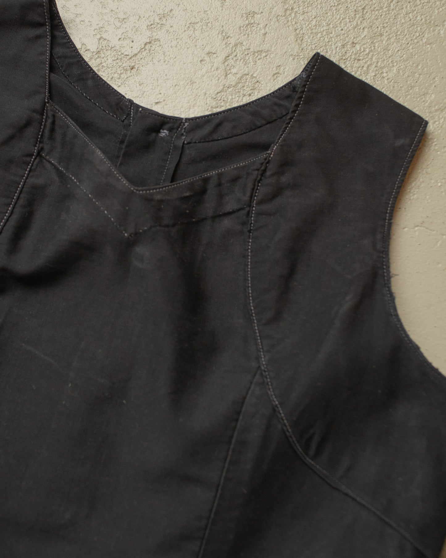 1920s/30s Womens French Homemade Work Dress black - S