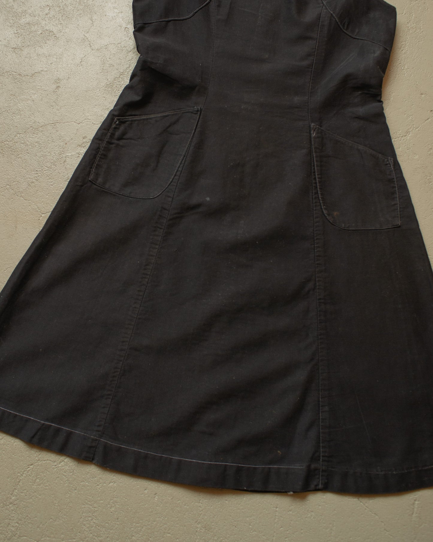 1920s/30s Womens French Homemade Work Dress black - S