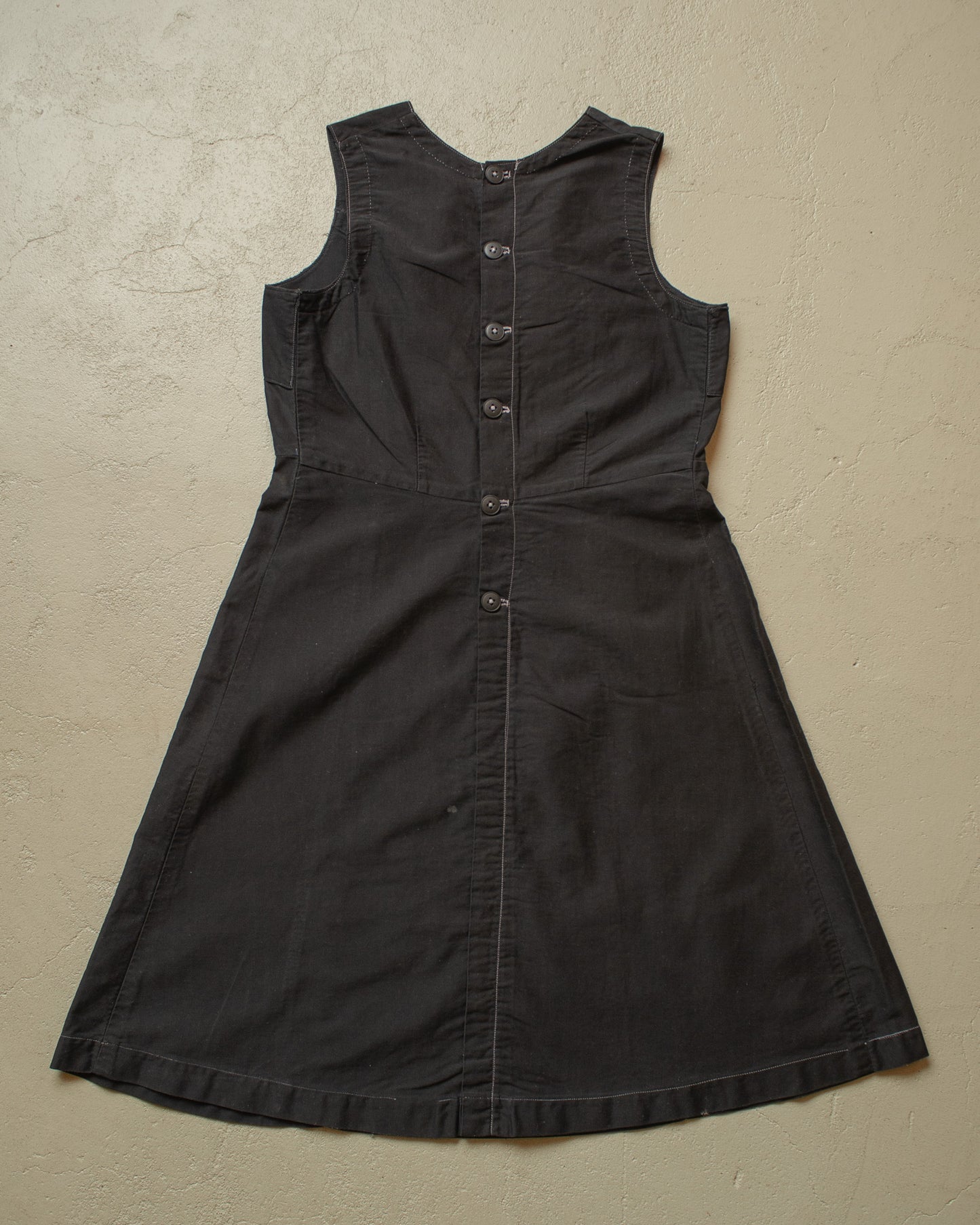 1920s/30s Womens French Homemade Work Dress black - S