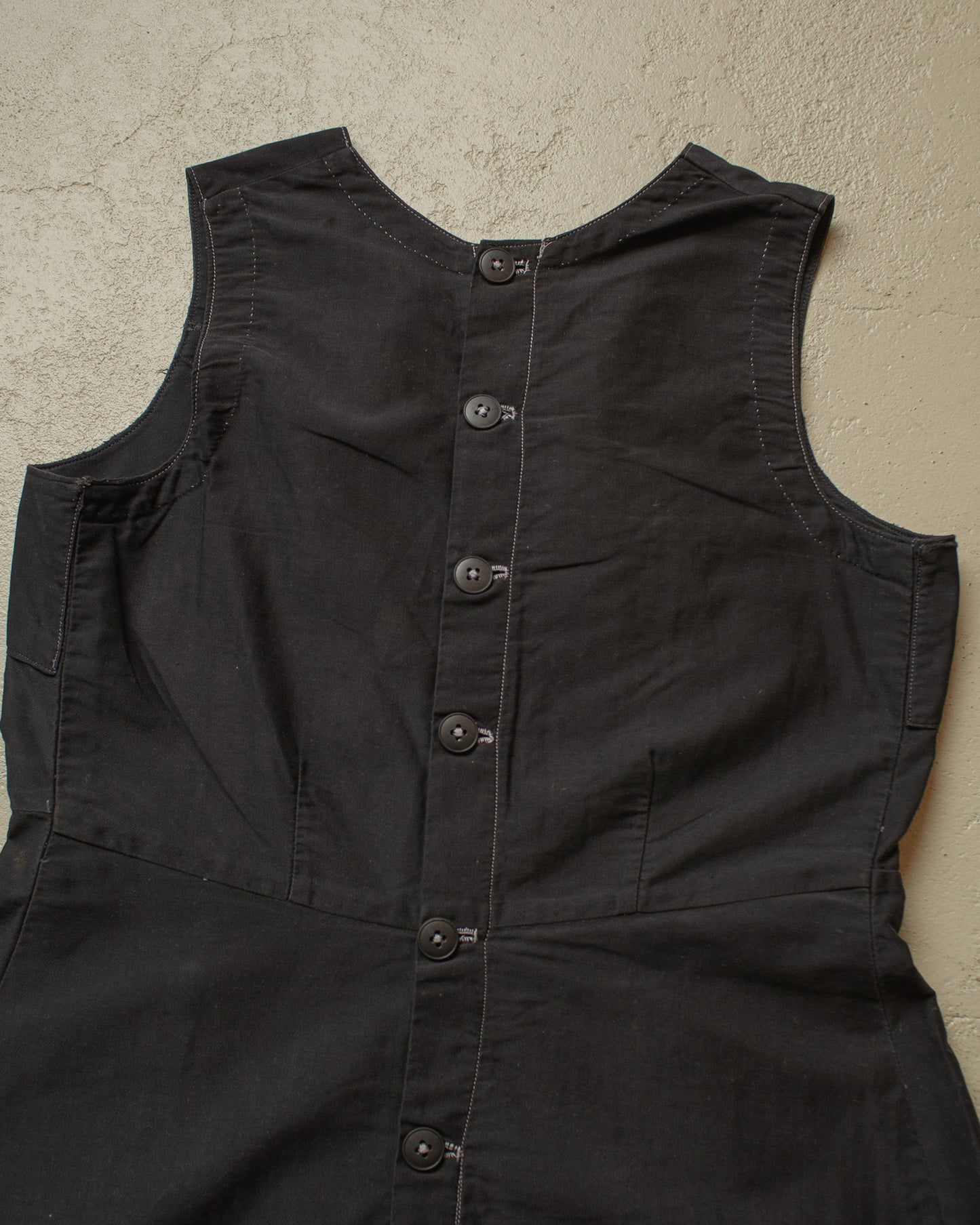 1920s/30s Womens French Homemade Work Dress black - S