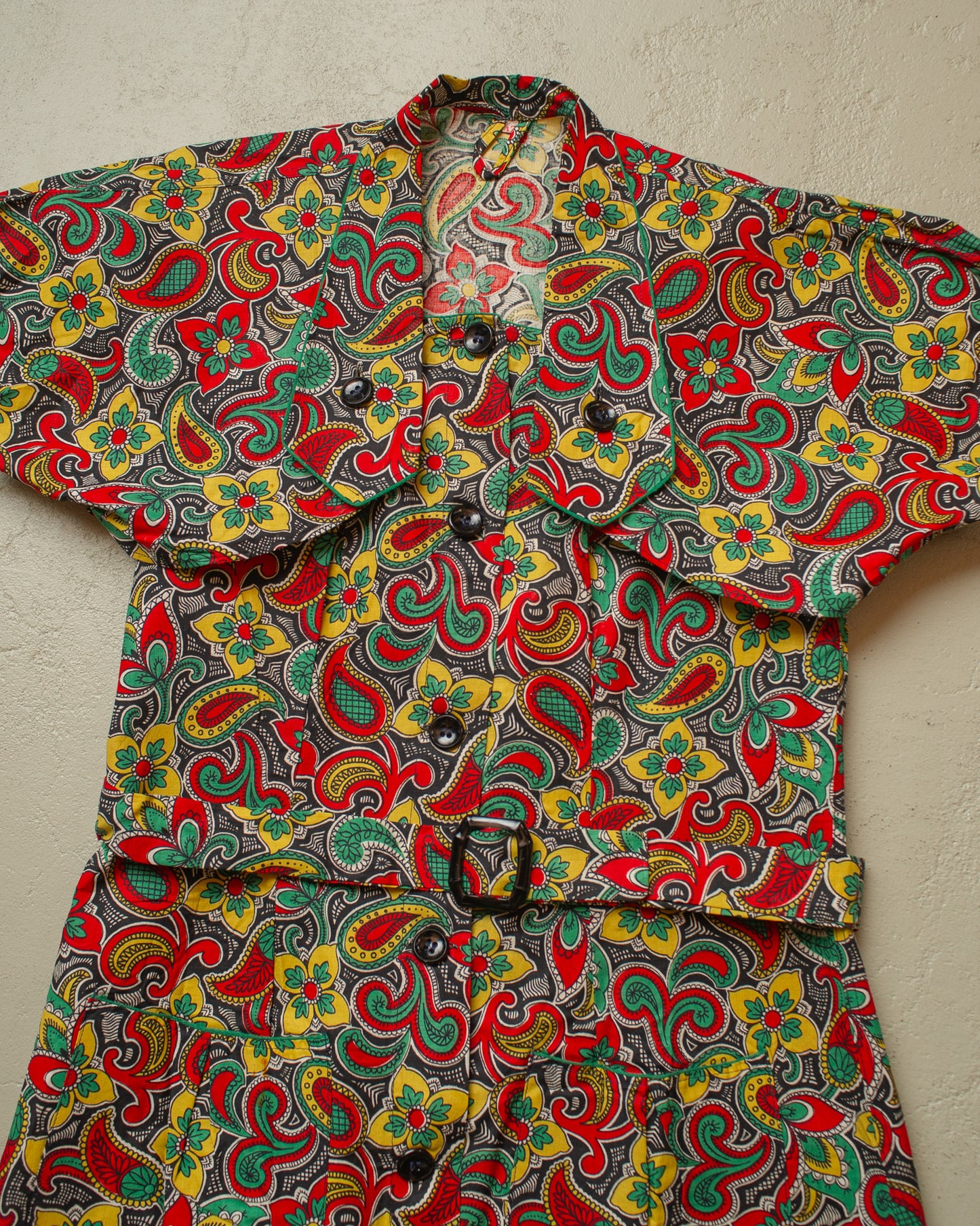 1960s/70s Womens 2in1 Paisley Print Dress red - S