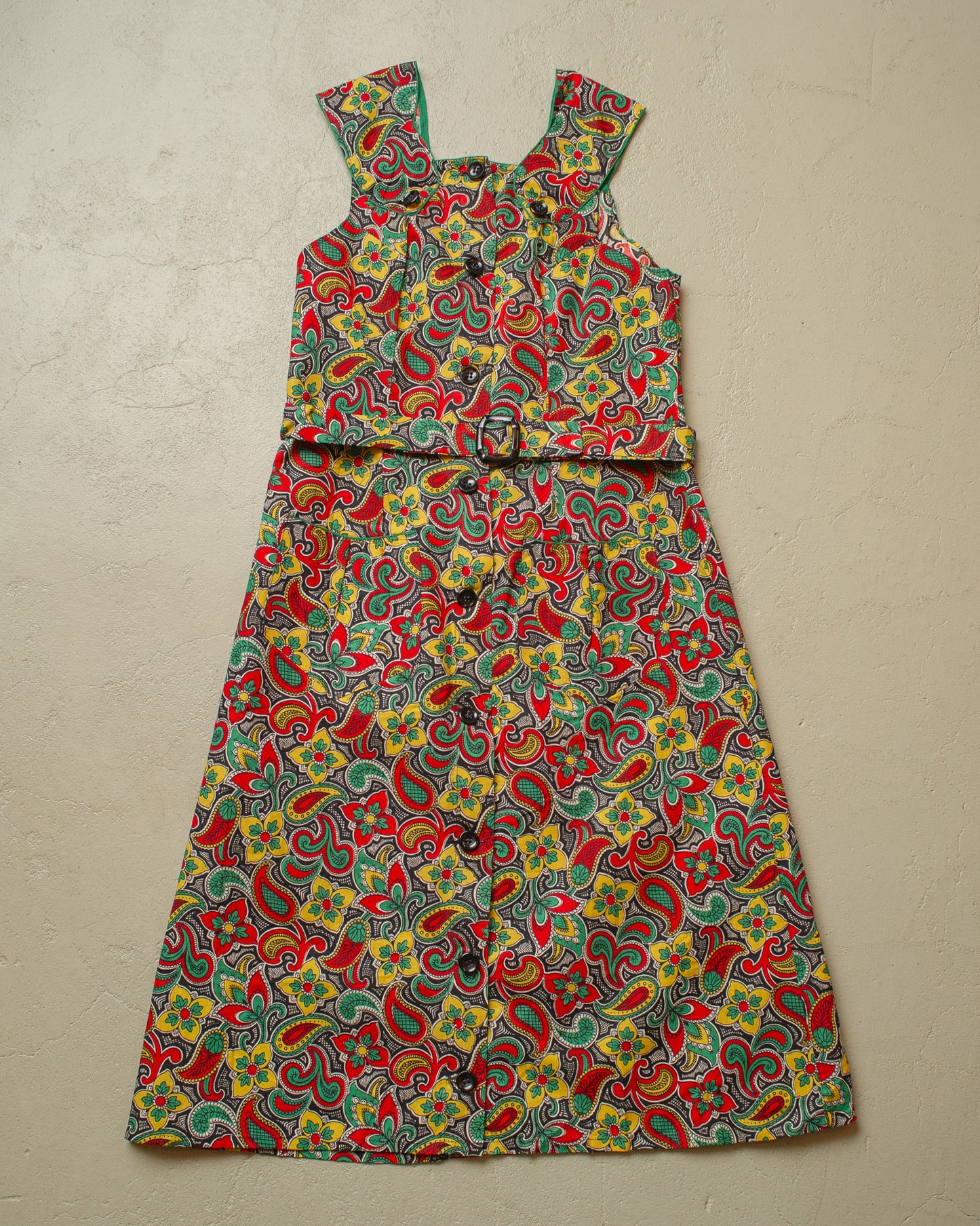 1960s/70s Womens 2in1 Paisley Print Dress red - S