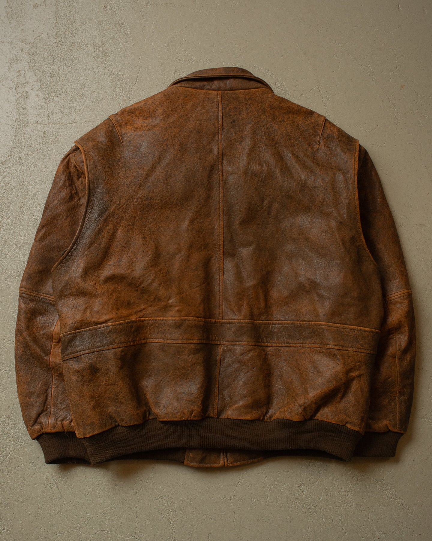 90s John Baner Faded Leather Bomber brown - XL/XXL