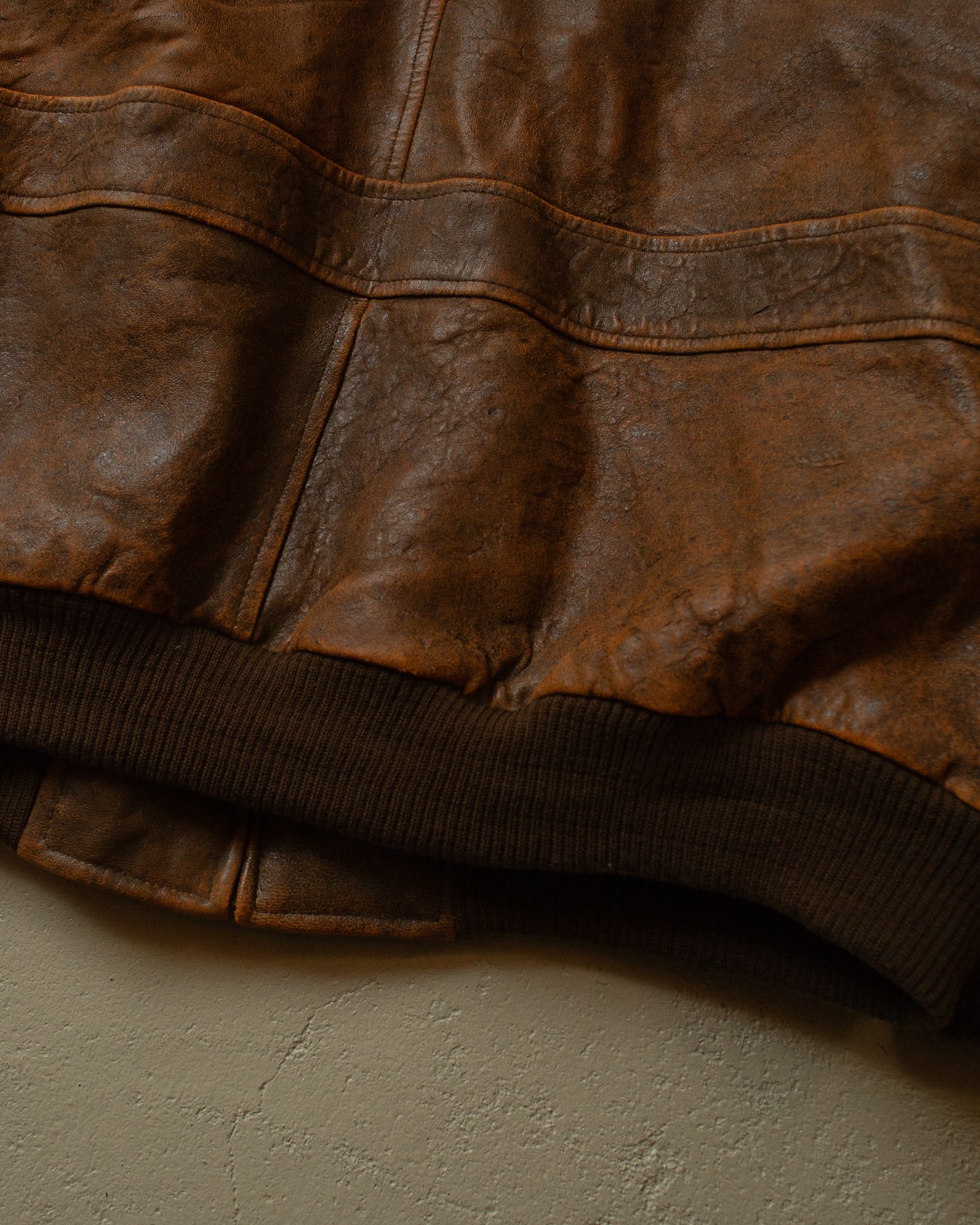 90s John Baner Faded Leather Bomber brown - XL/XXL