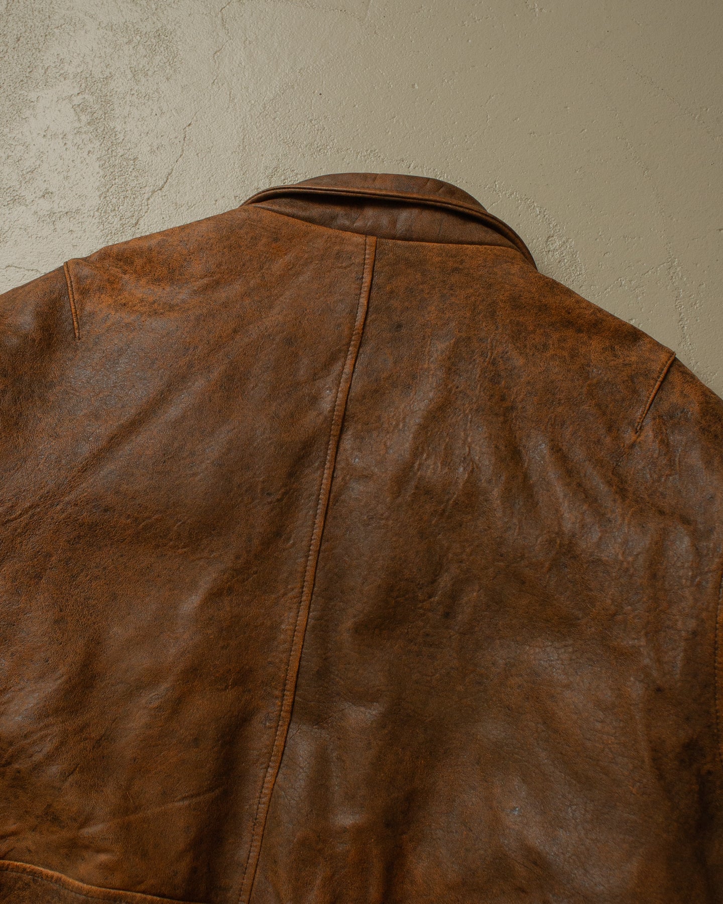 90s John Baner Faded Leather Bomber brown - XL/XXL