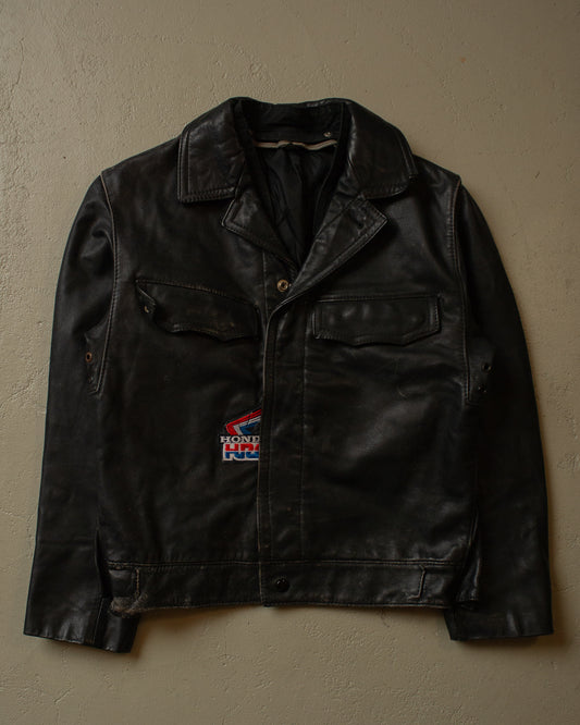 80s Worn-in Polizei Leather Jacket black - S/M