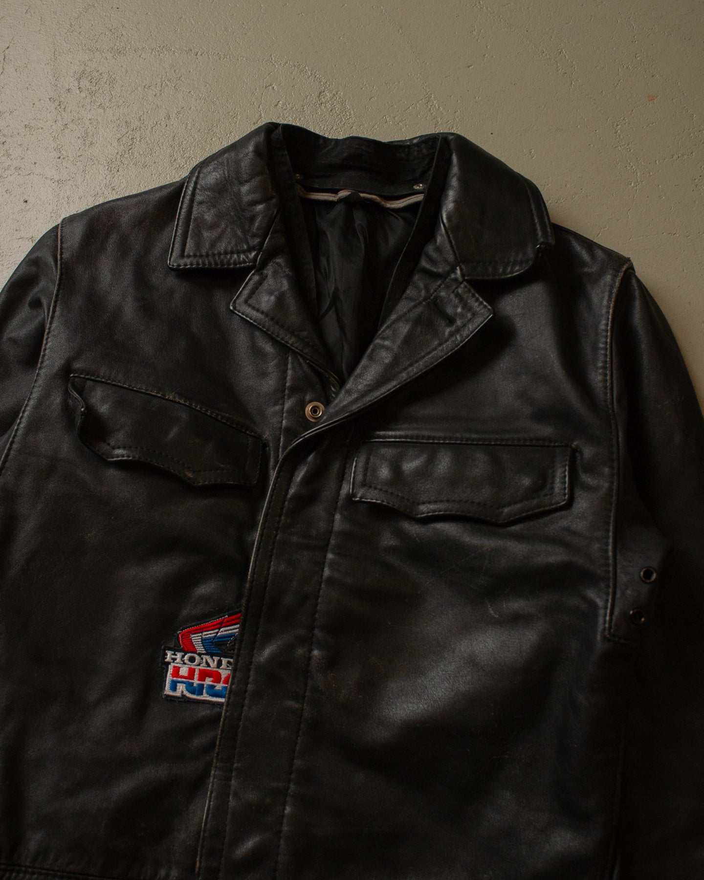 80s Worn-in Polizei Leather Jacket black - S/M