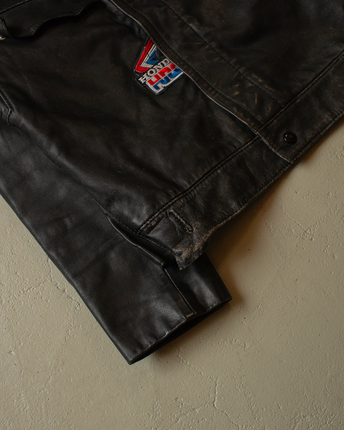 80s Worn-in Polizei Leather Jacket black - S/M