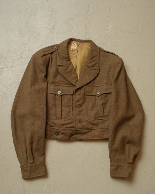 1950s French Army Wool Battledress Jacket brown - S/M