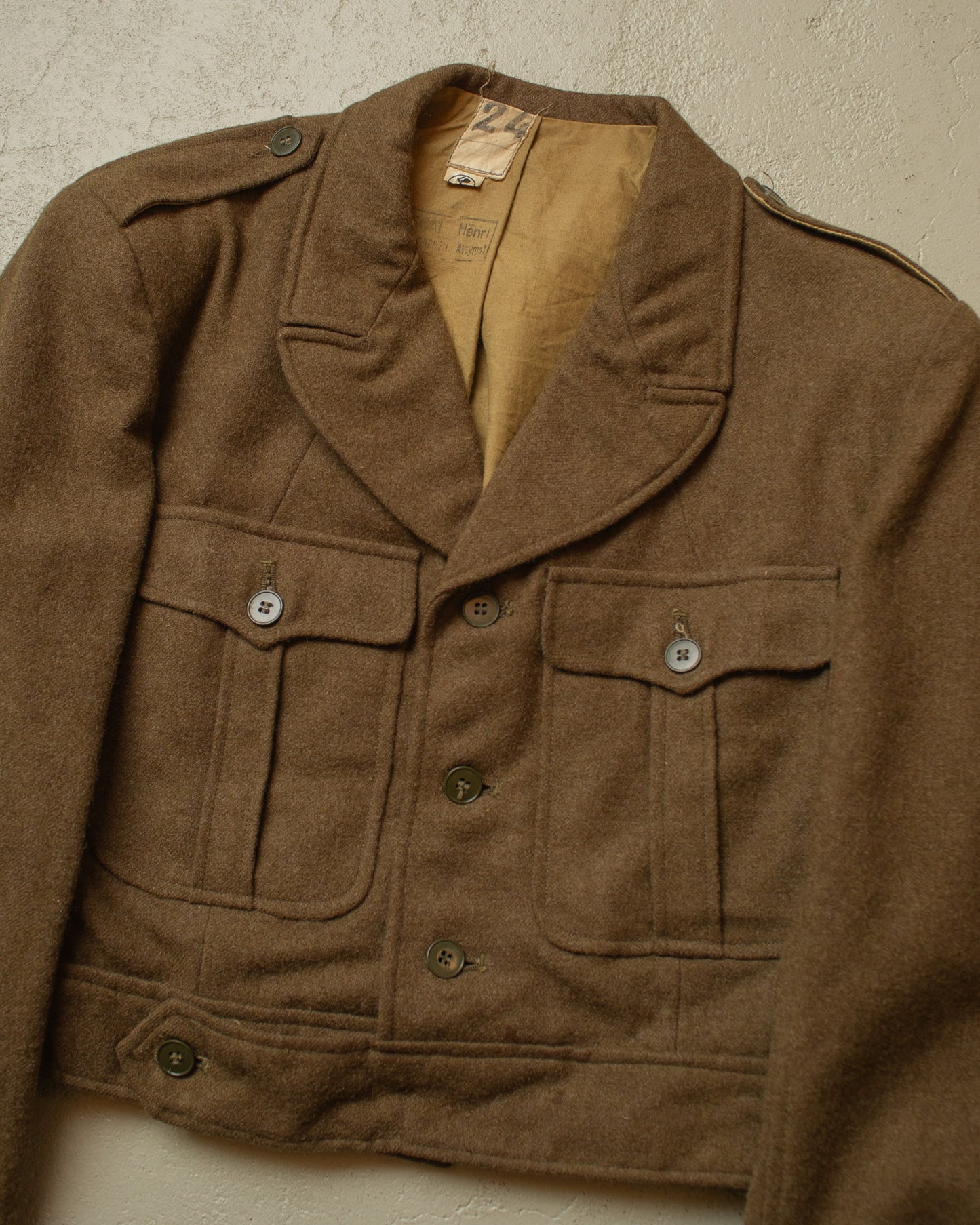 1950s French Army Wool Battledress Jacket brown - S/M