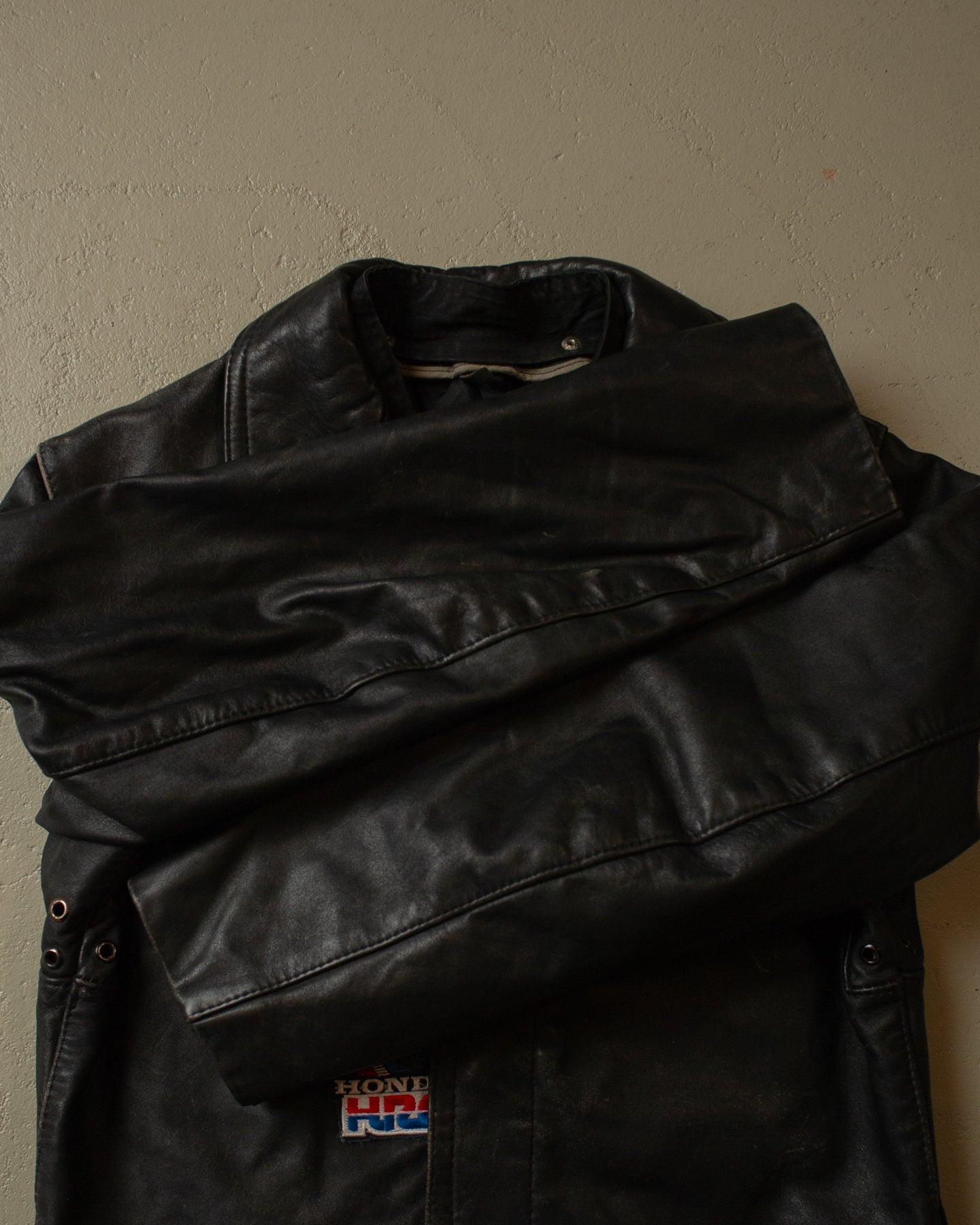 80s Worn-in Polizei Leather Jacket black - S/M