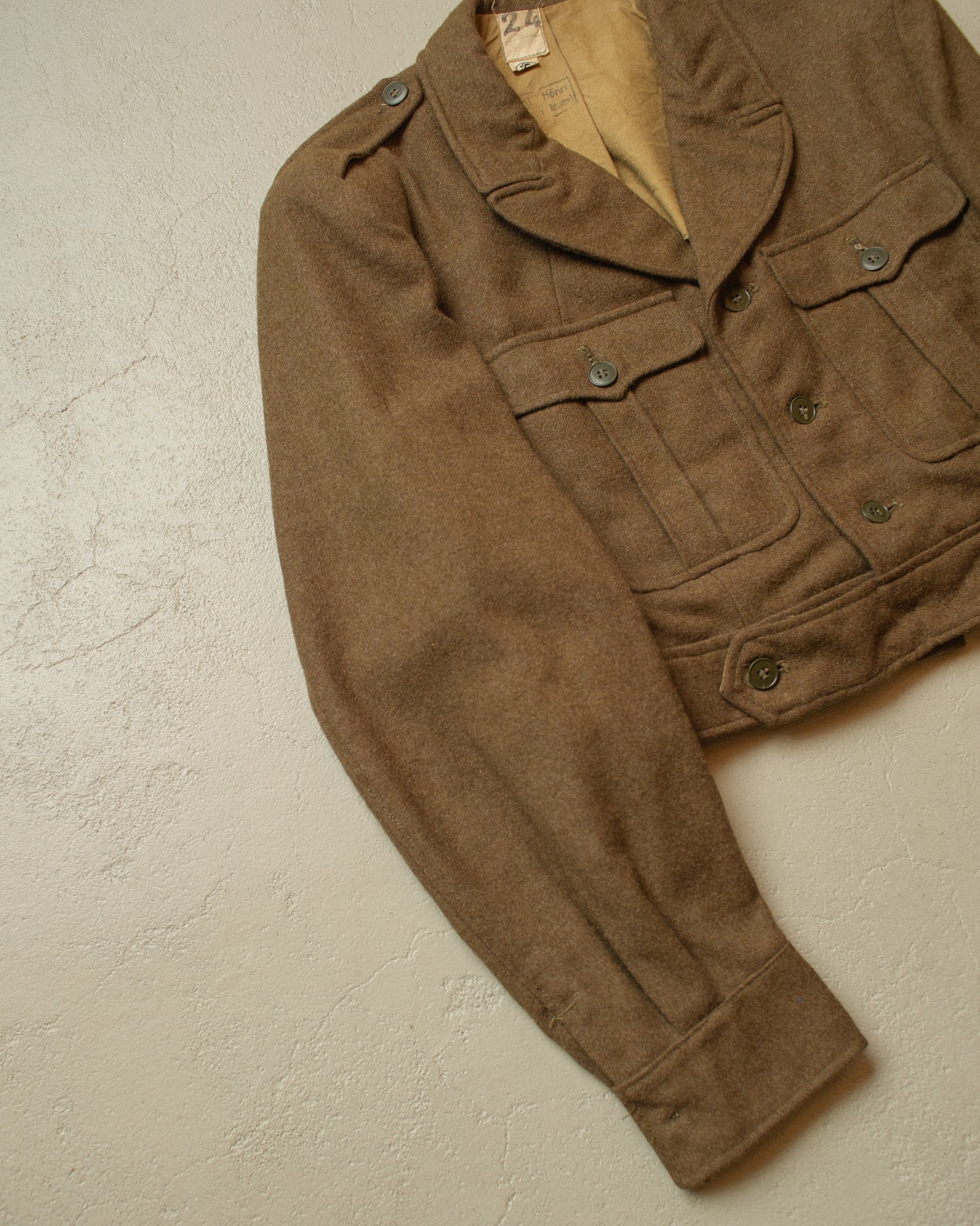 1950s French Army Wool Battledress Jacket brown - S/M