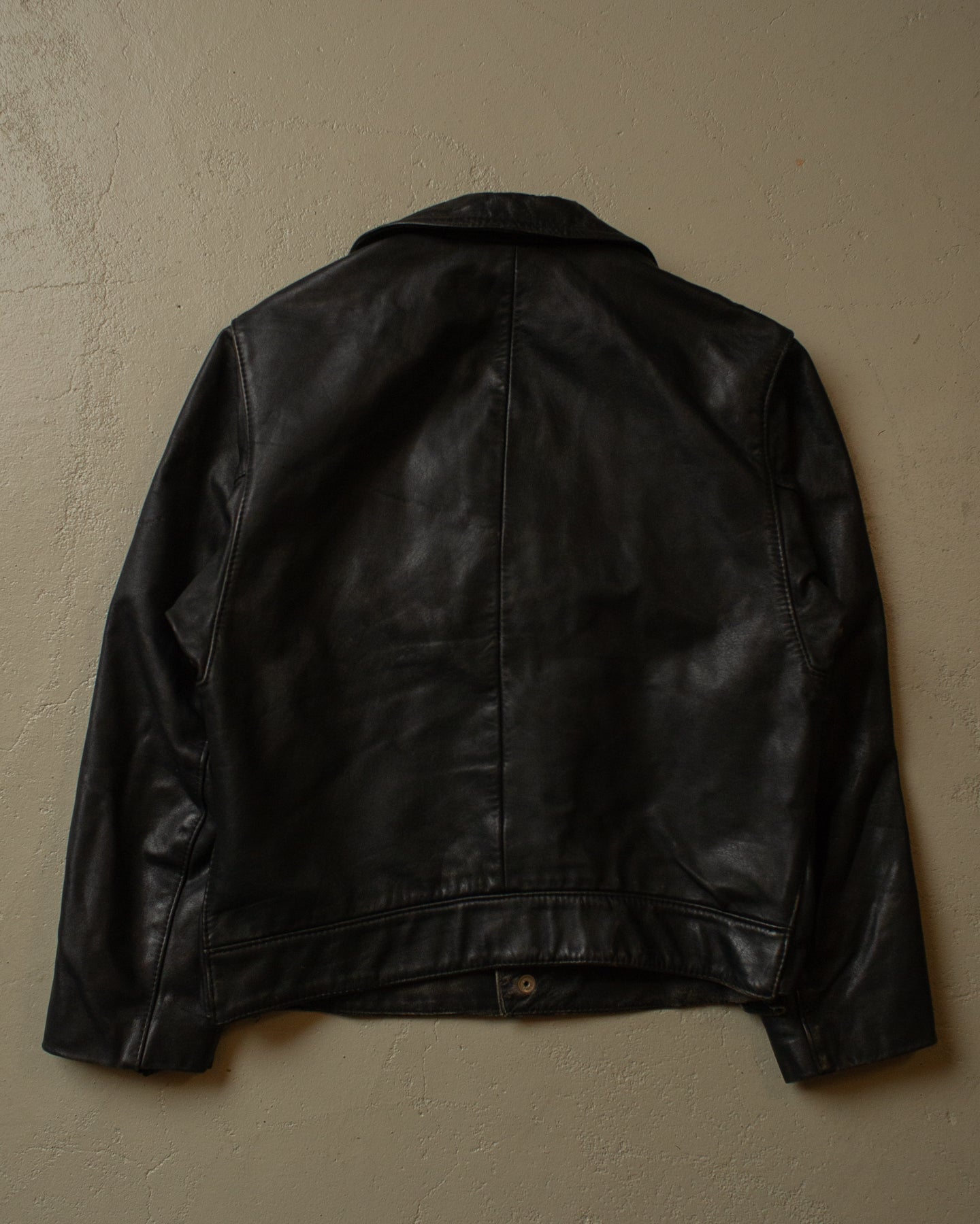 80s Worn-in Polizei Leather Jacket black - S/M