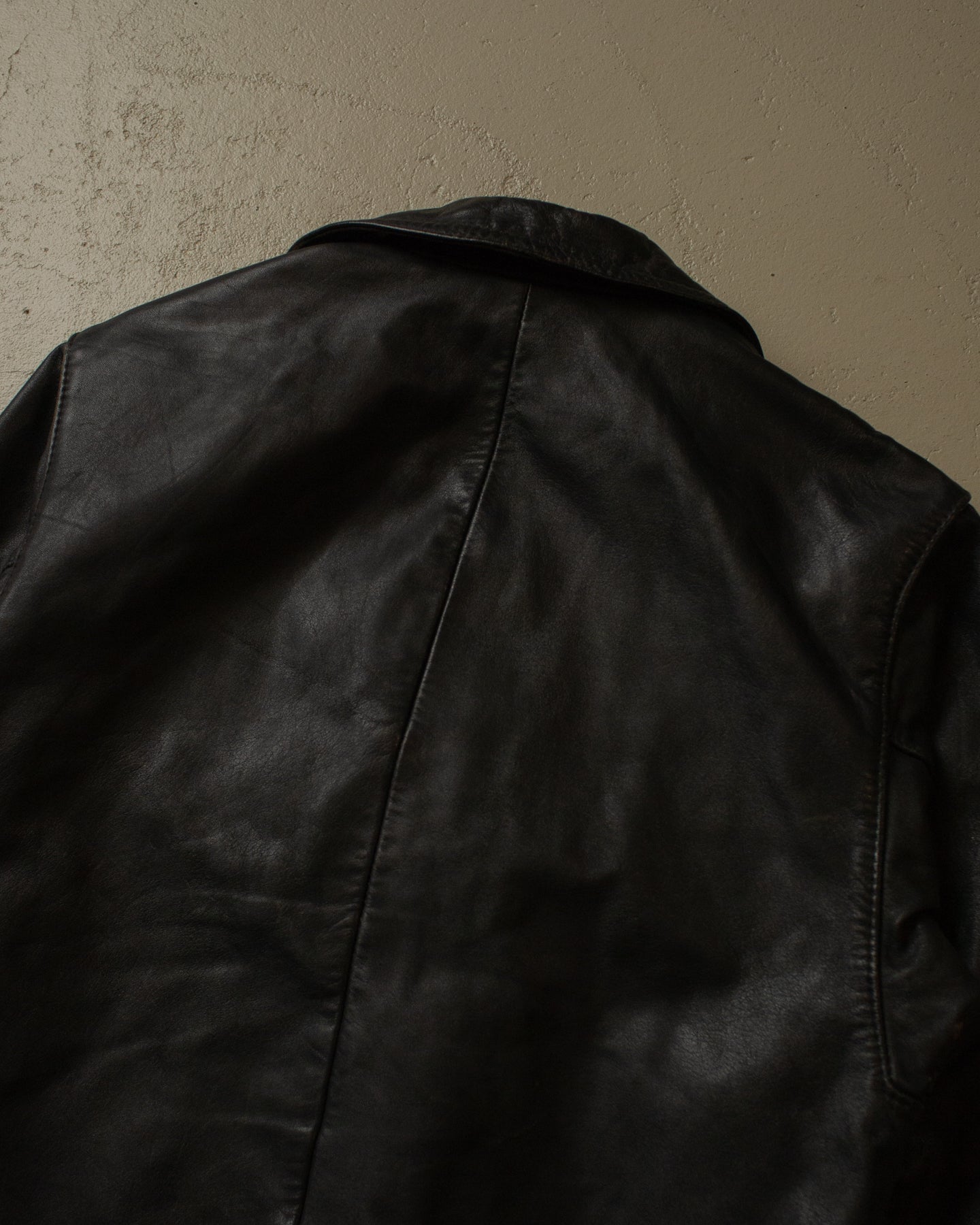 80s Worn-in Polizei Leather Jacket black - S/M