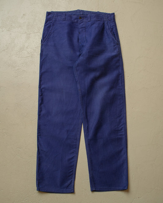 1950s/60s German Moleskin Work Pants navyblue - W32 L31