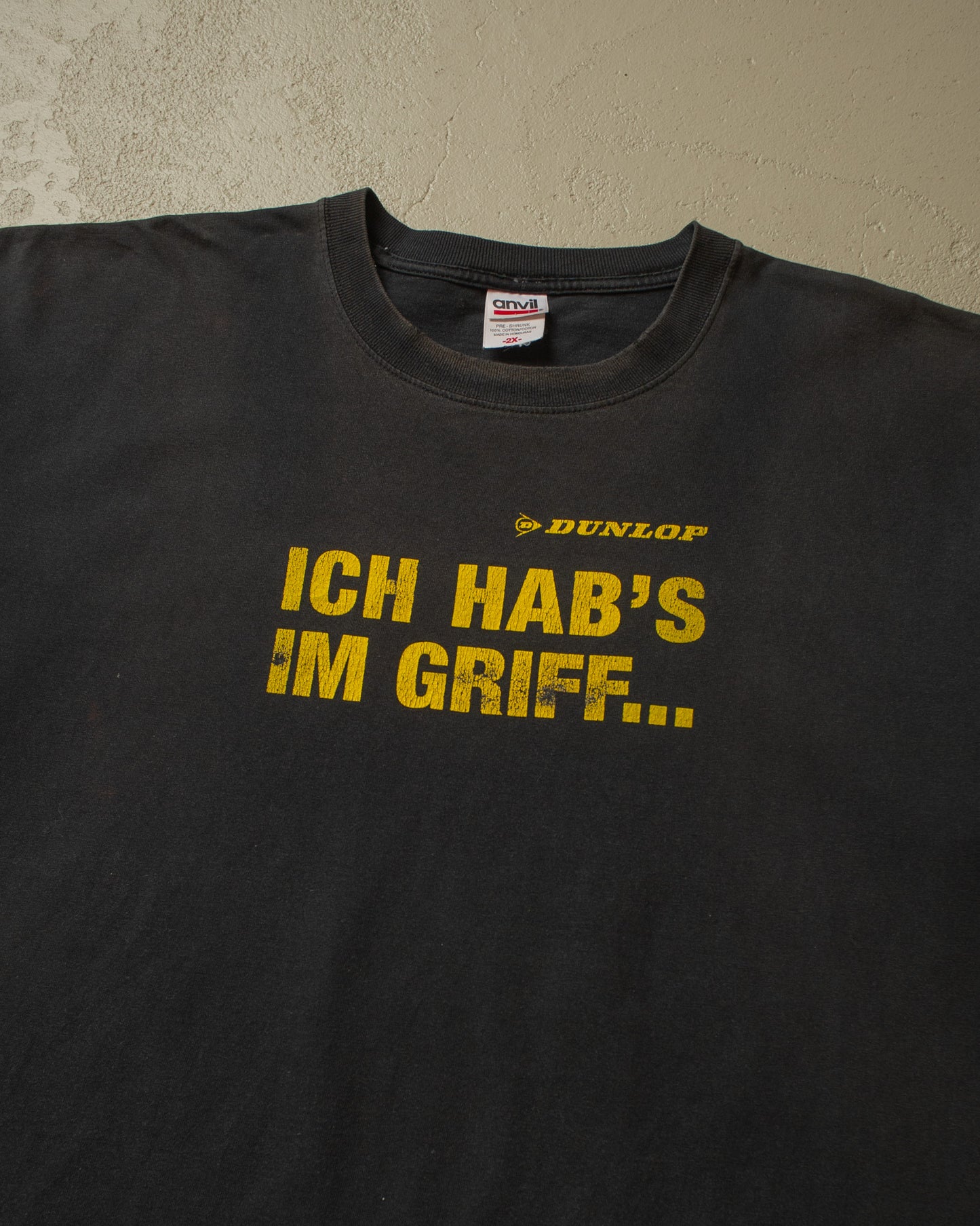 2000s Faded Dunlop "Ich hab´s im Griff.." T-shirt black - XXL