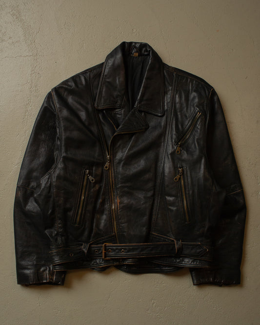 80s/90s Leather Bomber Jacket black - M