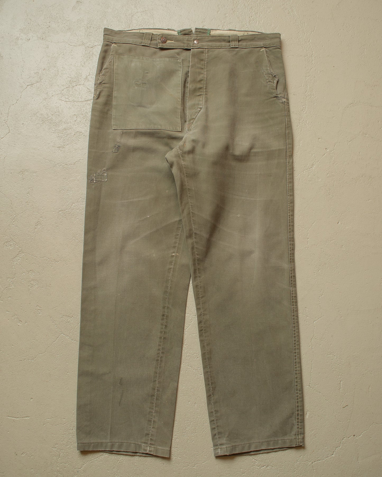 1950s/60s German repaired Work Pants khaki - W36 L30