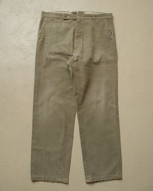 1950s/60s German repaired Work Pants khaki - W36 L30