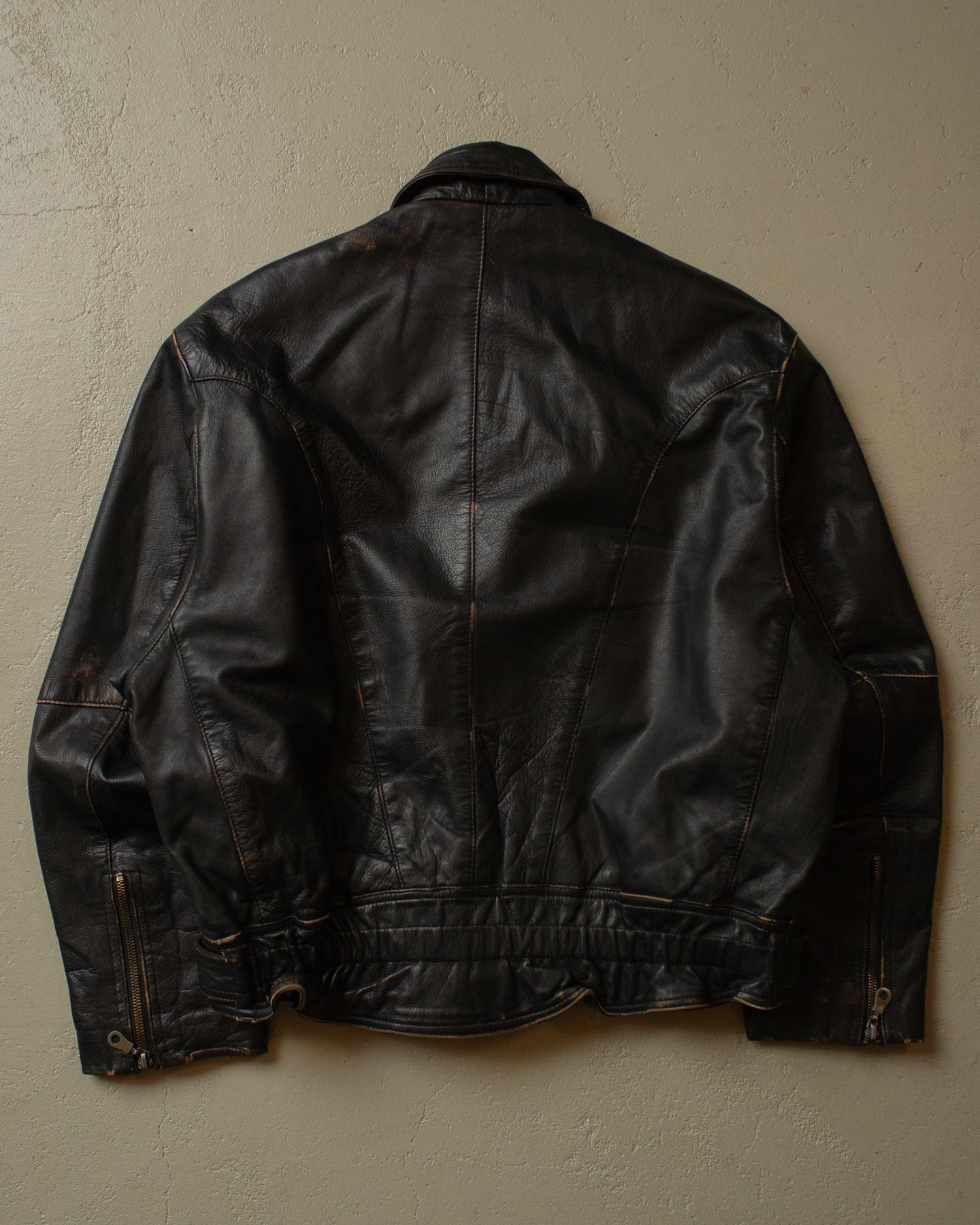 80s/90s Leather Bomber Jacket black - M