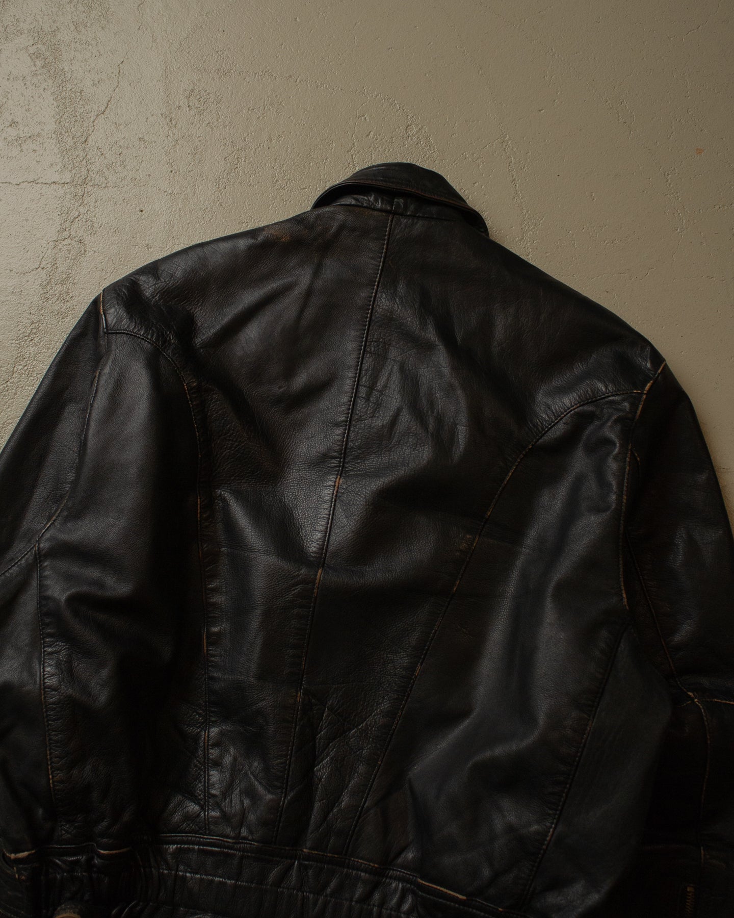 80s/90s Leather Bomber Jacket black - M