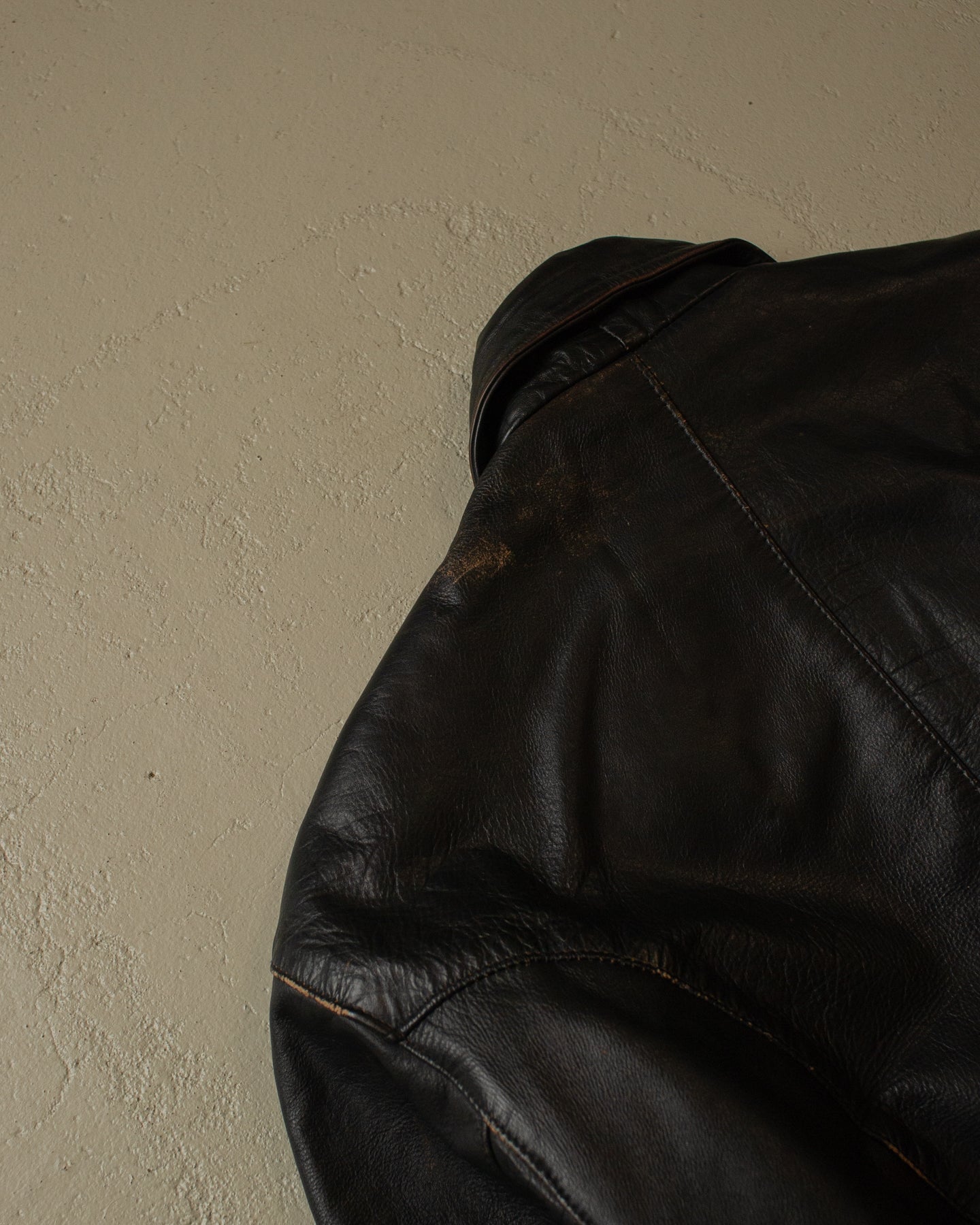 80s/90s Leather Bomber Jacket black - M