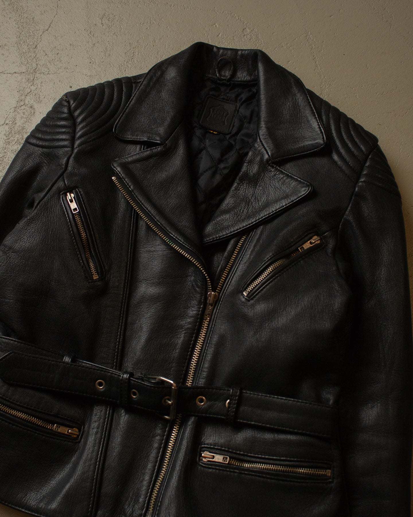 80s Biker Leather Jacket black - XS/S