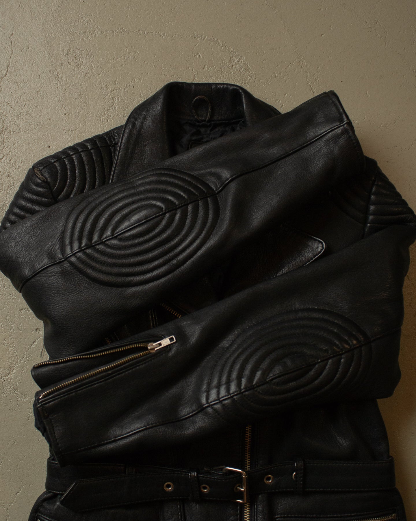 80s Biker Leather Jacket black - XS/S