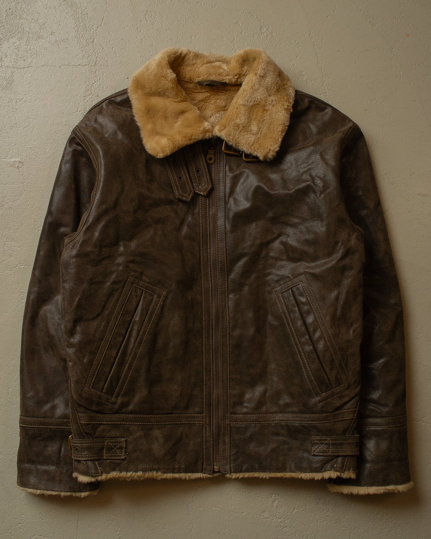 2000s LeFrog "Type B-3" Aviator Leather Jacket brown - M/L